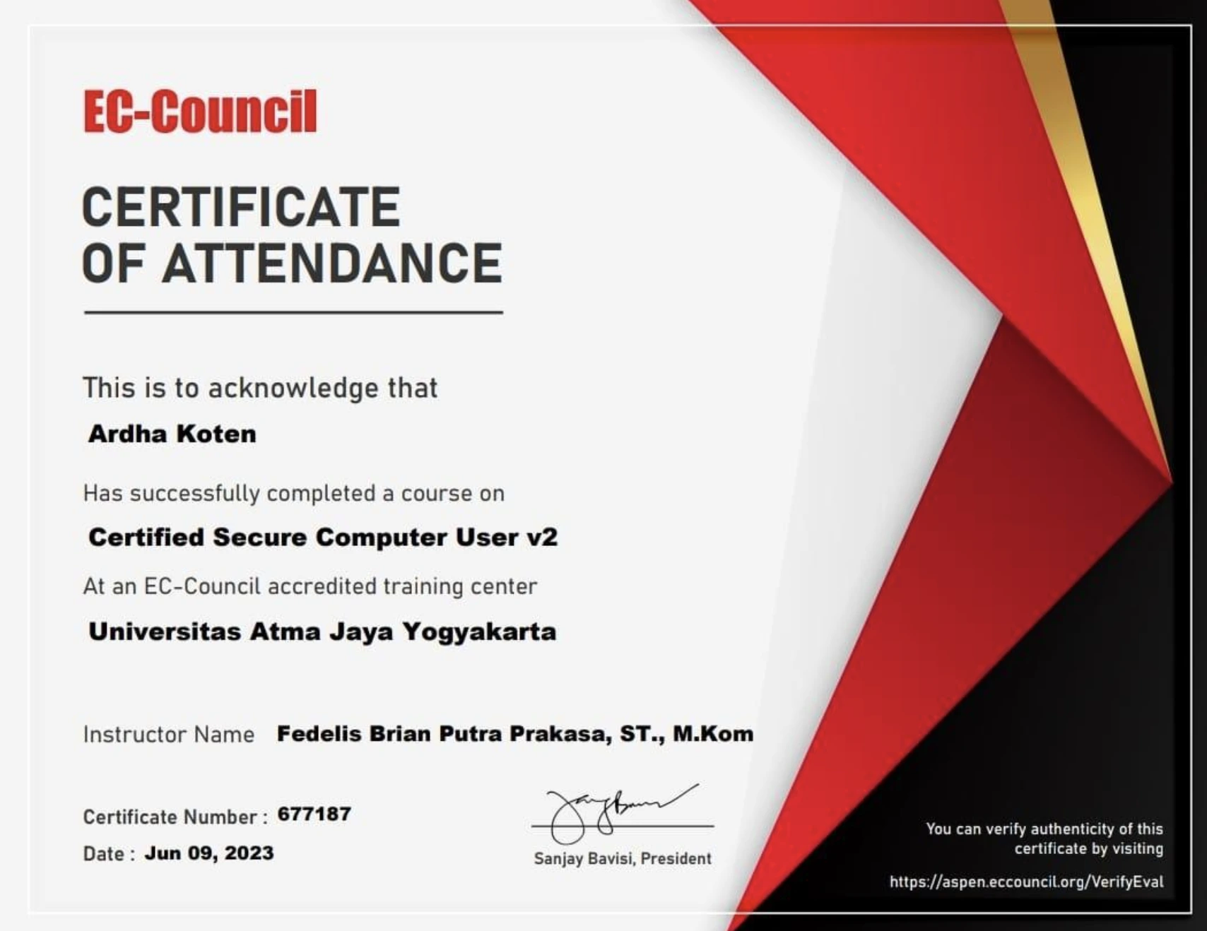 EC-Council CSCU v2 Certificate